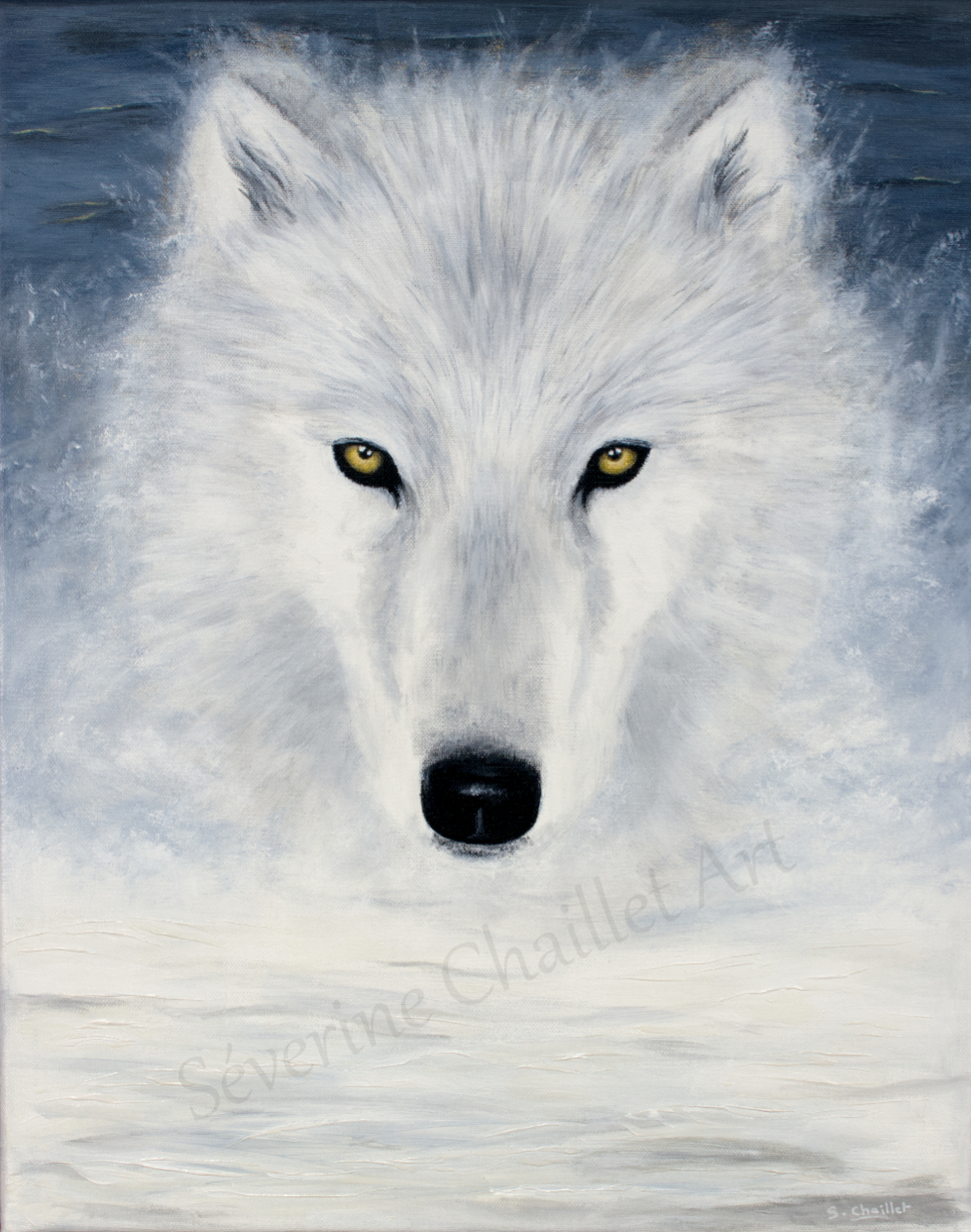 Loup arctique à l'acrylique